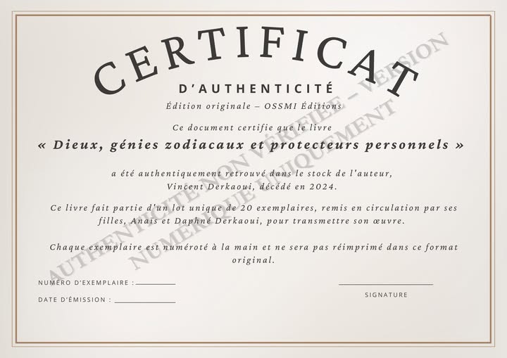 Dieux Génies Zodiacaux et Protecteurs Personnels